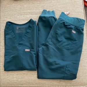 FIGS CARIBBEAN BLUE SCRUB SET XXS AND XXSP